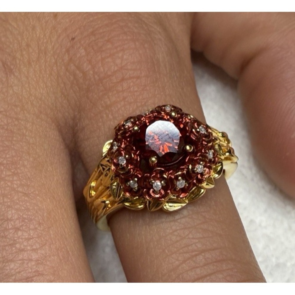 Retired Rare Danbury Mint A Dozen Roses Ring Diamonds Simulated Ruby Regencycore